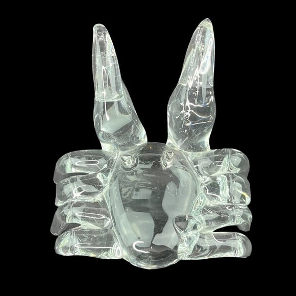 Crystal Clear Art Glass Crab Paperweight Figural Sea Life Figurine Beach Decor - Picture 6 of 12